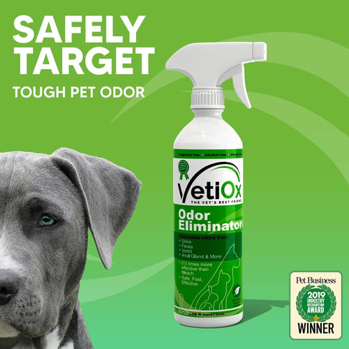 VetiOx Pet Odor Eliminator, Veterinarian Strength Dog and Cat Odor Eliminator, 16 oz Trigger Spray Bottle